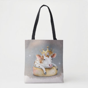 Royal Cow Dreaming on Cheese Throne                Tote Bag