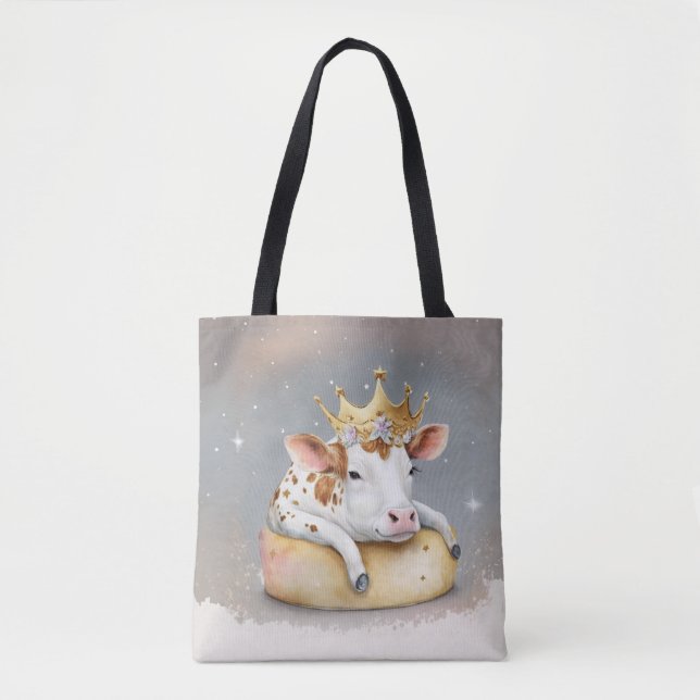 Royal Cow Dreaming on Cheese Throne                Tote Bag (Front)