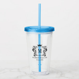 Royal Crest Crown Scrolls Monogram Acrylic Tumbler