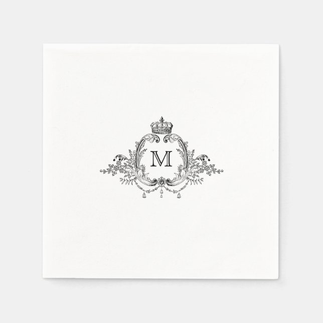 Royal Crest Elegant Wreath Monogram Wedding  Napkin (Front)