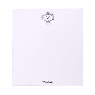 Royal Crest Emblem Monogram Script Name Purple Notepad