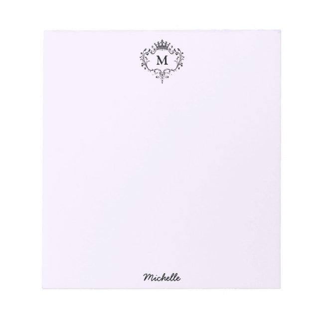 Royal Crest Emblem Monogram Script Name Purple    Notepad (Front)