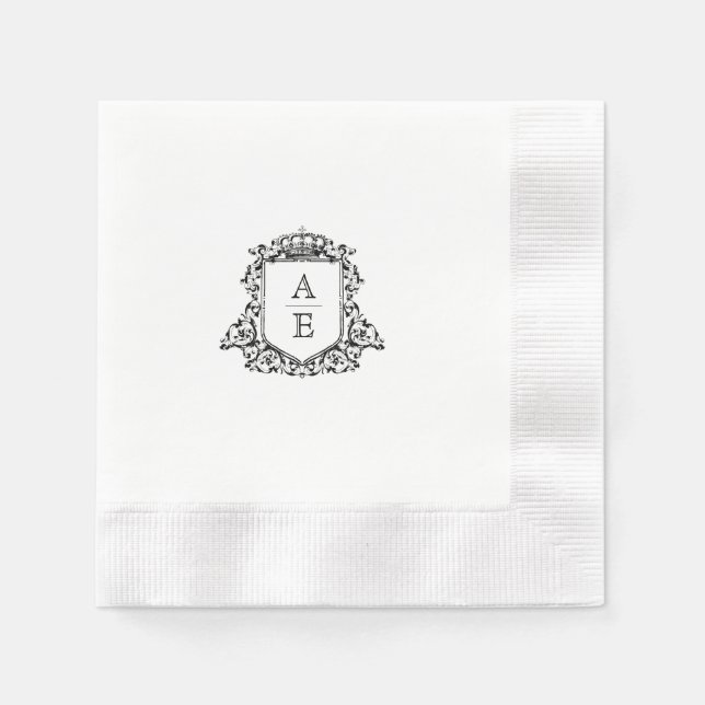 Royal Crest Emblem Monogram Wedding Napkin (Front)