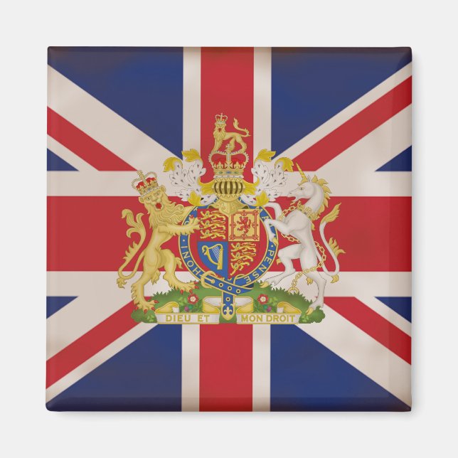 Royal Crest on theUnion Jack Flag Magnet (Front)