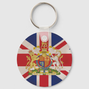 Royal Crest on Union Jack Flag Key Ring