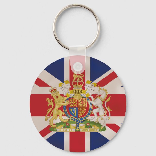 Royal Crest on Union Jack Flag Key Ring (Front)