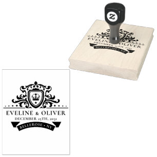 Royal crest rustic ornament wedding monogram logo rubber stamp