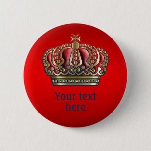 Royal Cross Crown - Gold Blue Red 6 Cm Round Badge