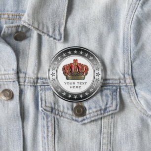 Royal Cross Crown - Gold Blue Red 7.5 Cm Round Badge