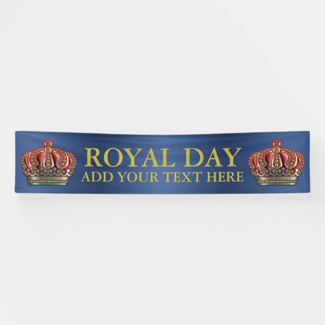 Royal Cross Crown - Gold Blue Red Banner (Horizontal)