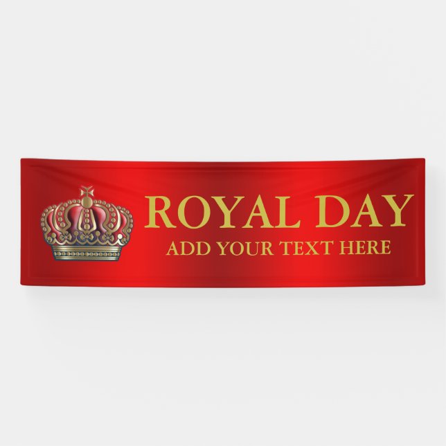 Royal Cross Crown - Gold Blue Red Banner (Horizontal)