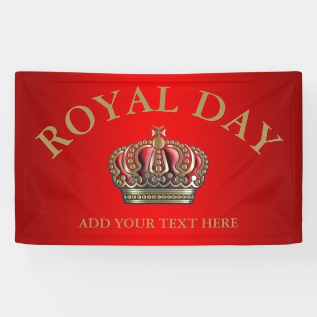 Royal Cross Crown - Gold Blue Red Banner (Horizontal)