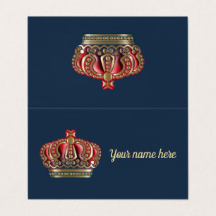 Royal Cross Crown - Gold Blue Red Business Card