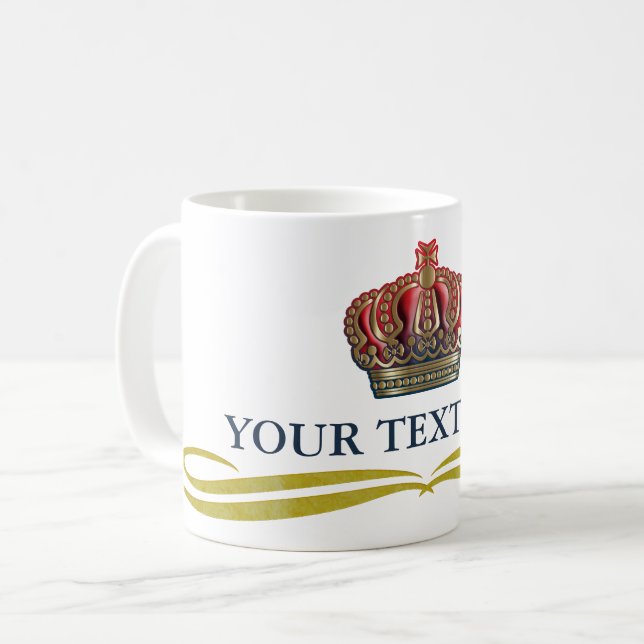 Royal Cross Crown - Gold Blue Red Coffee Mug (Front Left)