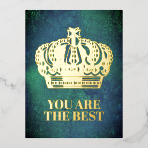 Royal Cross Crown - Gold Blue Red Foil Holiday Postcard