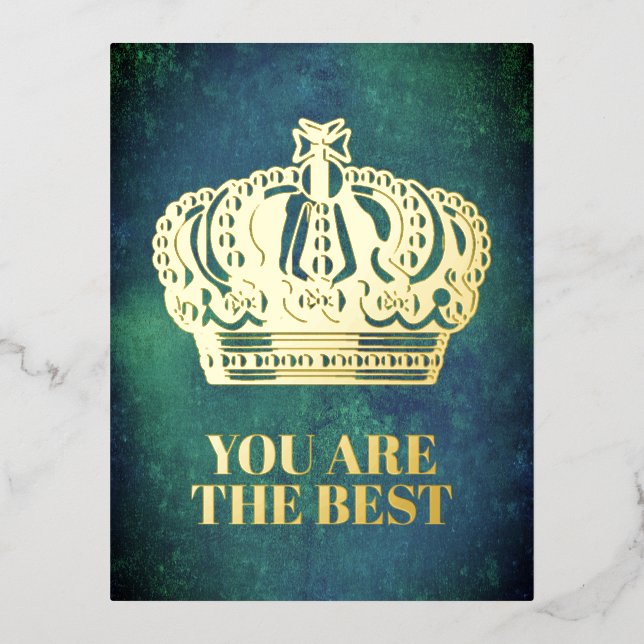 Royal Cross Crown - Gold Blue Red Foil Holiday Postcard (Front)