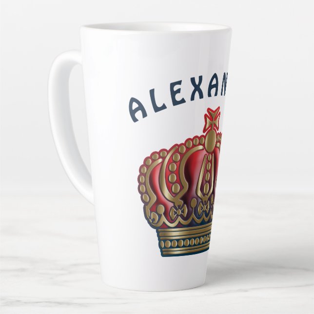Royal Cross Crown - Gold Blue Red Latte Mug (Left Angle)