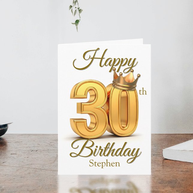 Royal Crown and Golden Accents 30th Birthday Card (Creator Uploaded)