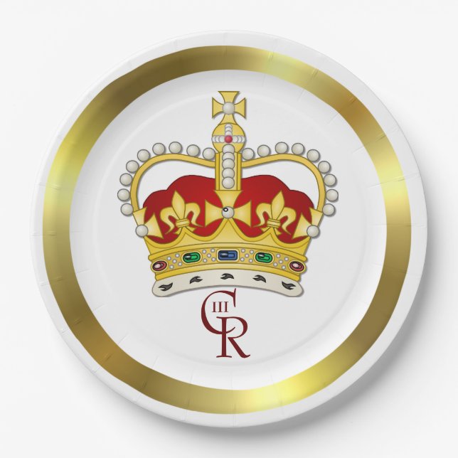 Royal Crown and Monogram Paper Plate (Front)