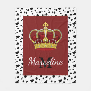 Royal Crown Dalmatian Spots & Name Fleece Blanket