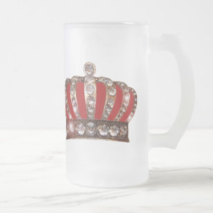“Royal Crown” Frosted Glass Beer Mug