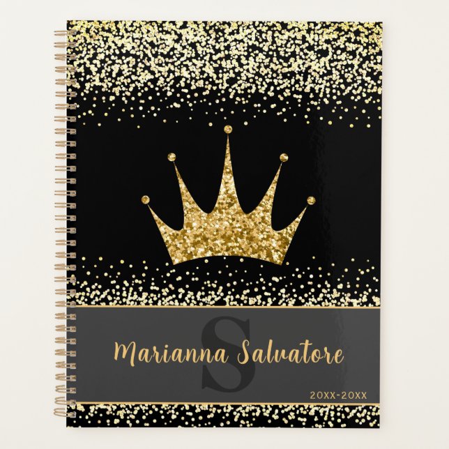 Royal Crown Gold Glitter Design Planner (Front)