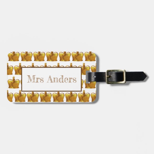 Royal Crown Gold Luggage Tag (Front Horizontal)