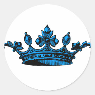 Royal Crown in light blue Prince, Princess, King, Classic Round Sticker