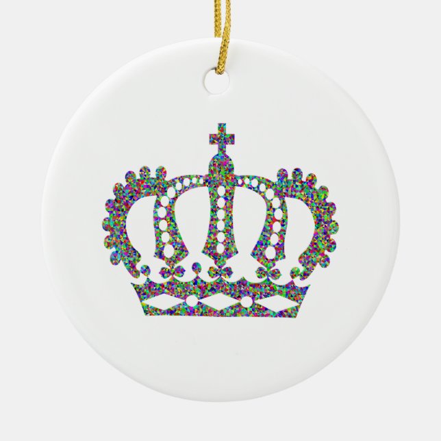 Royal Crown in patterns  Ceramic Tree Decoration (Front)