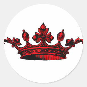 Royal Crown in red Prince, Princess, King, Queen c Classic Round Sticker