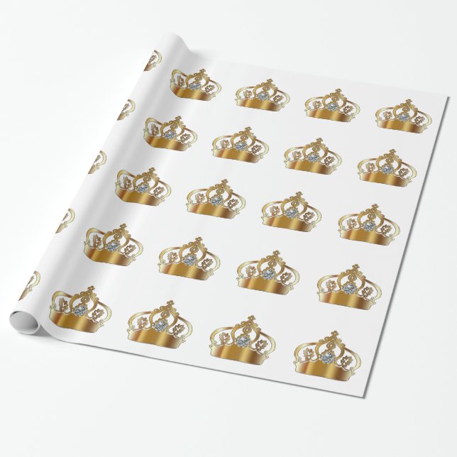 Royal Crown Jewel Wrapping Paper (Unrolled)