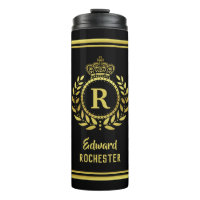 Royal Crown Laurel Wreath Black Gold Monogrammed