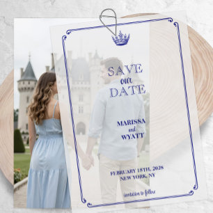Royal Crown Mediaeval Fantasy Wedding Save the Dat Vellum Invitations