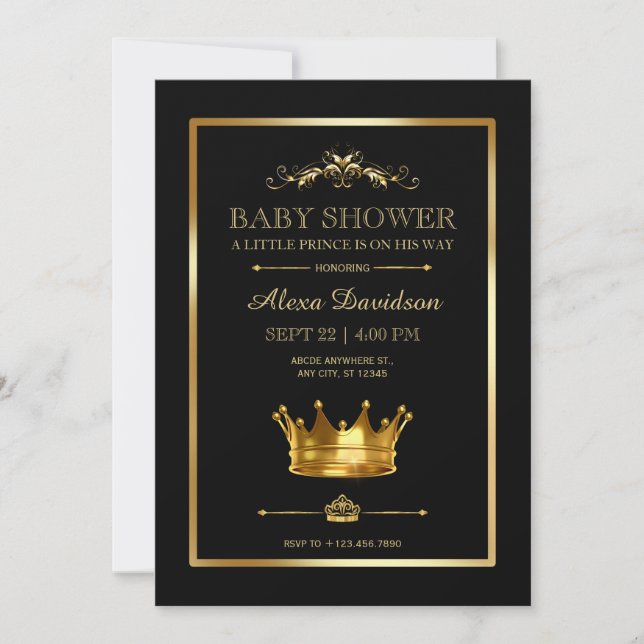 Royal Crown Prince Baby Shower Invitation (Front)