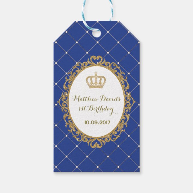 Royal Crown Prince Birthday Party Favour Gift Tag (Front)