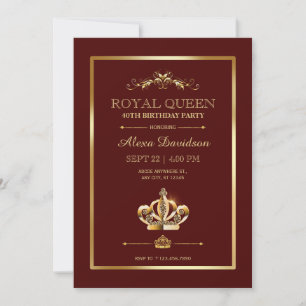 Royal Crown Queen birthday Invitation