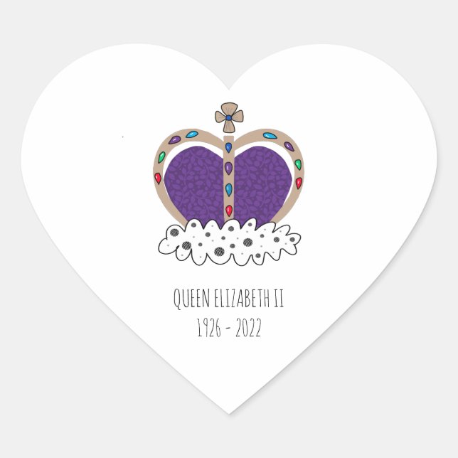 Royal Crown Queen Elizabeth   Heart Sticker (Front)