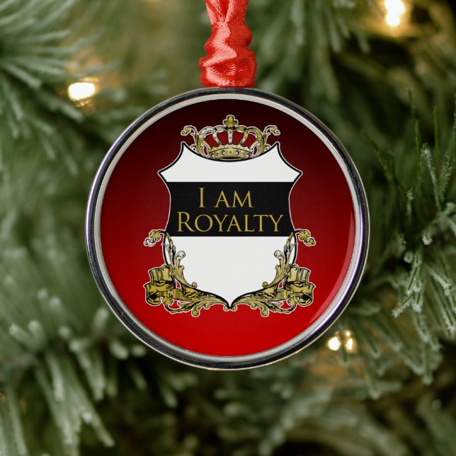 Royal Crown Shield Black Red Gradient Luxe Metal Tree Decoration (Tree)