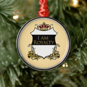 Royal Crown Shield Cream Yellow Luxe Metal Tree Decoration