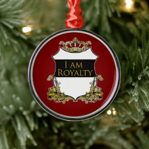 Royal Crown Shield Dark Red Luxury Metal Tree Decoration
