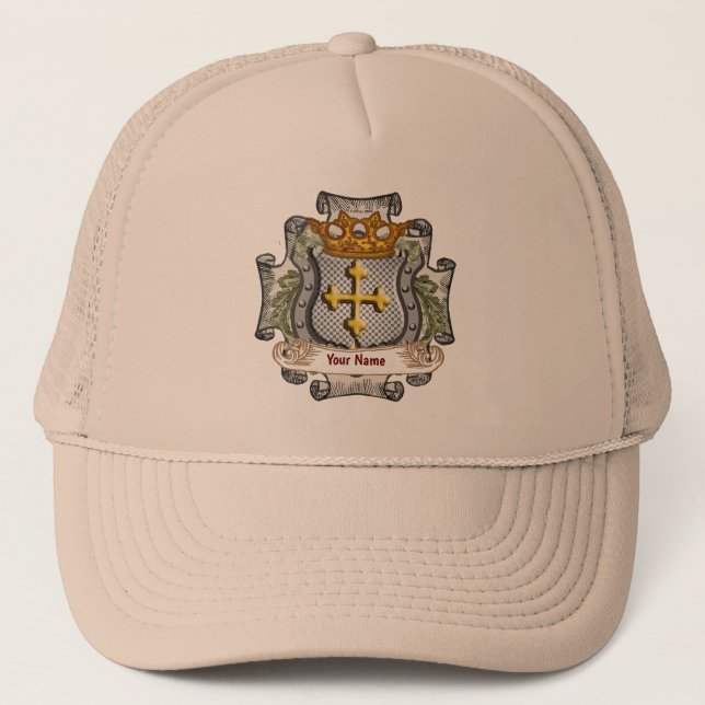 Royal Crown Shield Surname custom hat (Front)