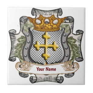 Royal Crown Shield  Surname  Tile