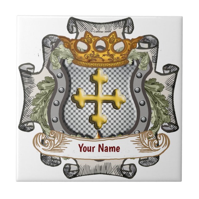 Royal Crown Shield  Surname  Tile (Front)