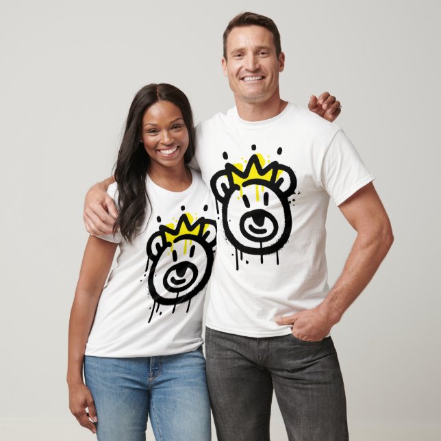 Royal Crown Teddy Bear Graffiti Design T-Shirt (Unisex)