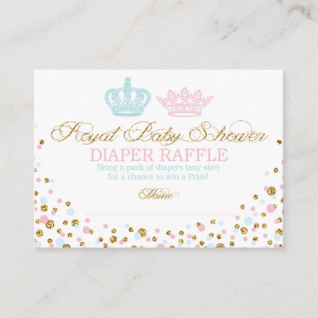 Royal Crowns Prince Princess Diaper Raffle Ticket Enclosure Card (Front)