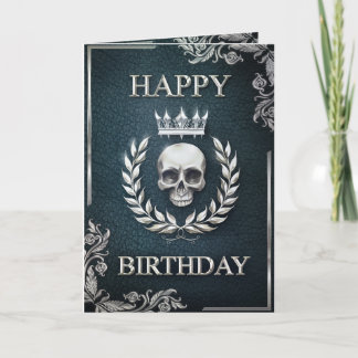 Royal Cyan & Silver King of the Dead Birthday Card
