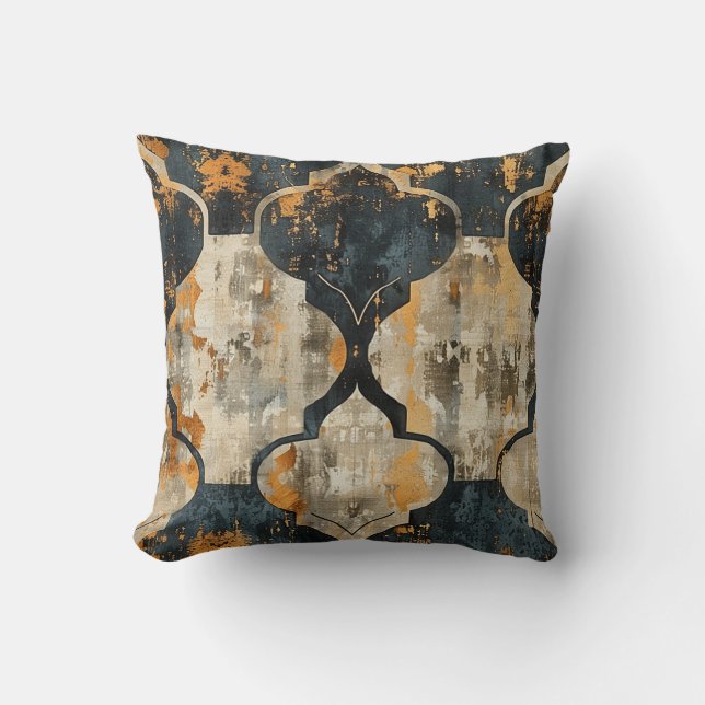 Royal Damask Grunge Pattern In Earthy Colours Cushion (Front)