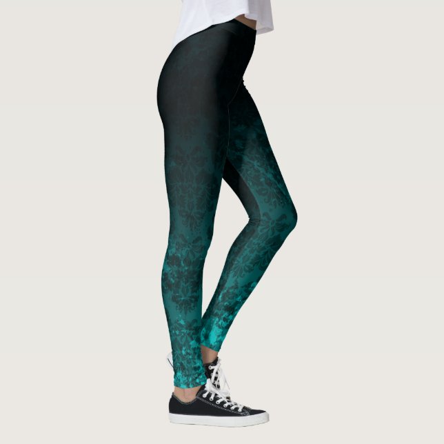 Royal Damask Turquoise Leggings (Right)