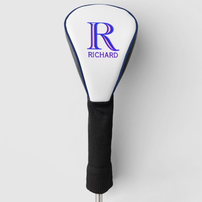 Royal Dark Blue Leather Golf Head Cover (Front)