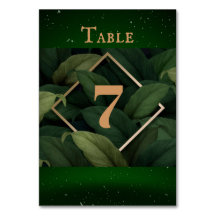 Royal Dark Green Leaves Gold Frame Wedding